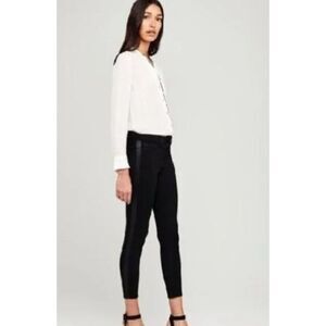 $265 L'Agence Monique Skinny Black Velvet Tuxedo Stripe Ankle Jeans Pants 25 NWT